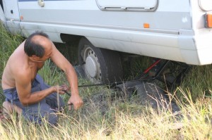 camping-car embourbé